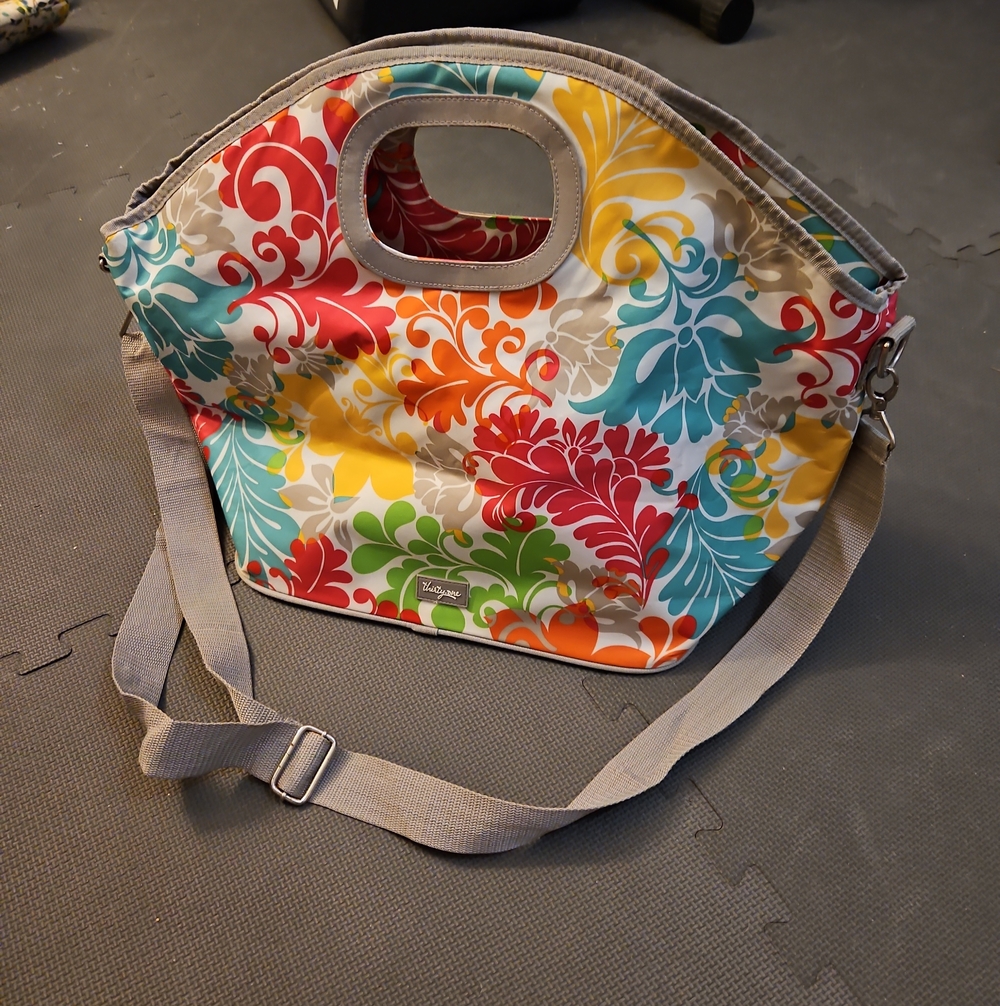 Thirty One Bright Multicolor Floral Lined Tote 13"x10"